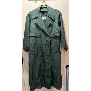J Gallery Vintage Trench Coat Double Breasted Iridescent  Green 5/6 P